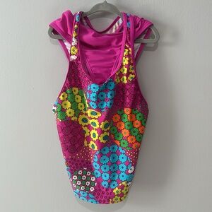 Speedo Girls 70s Retro Floral Racerback Tankini Sz 14